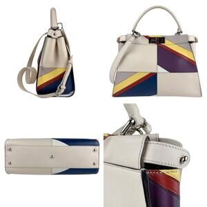 Fendi Multicolored Bag accents Shoulder Silver Leather Peekaboo